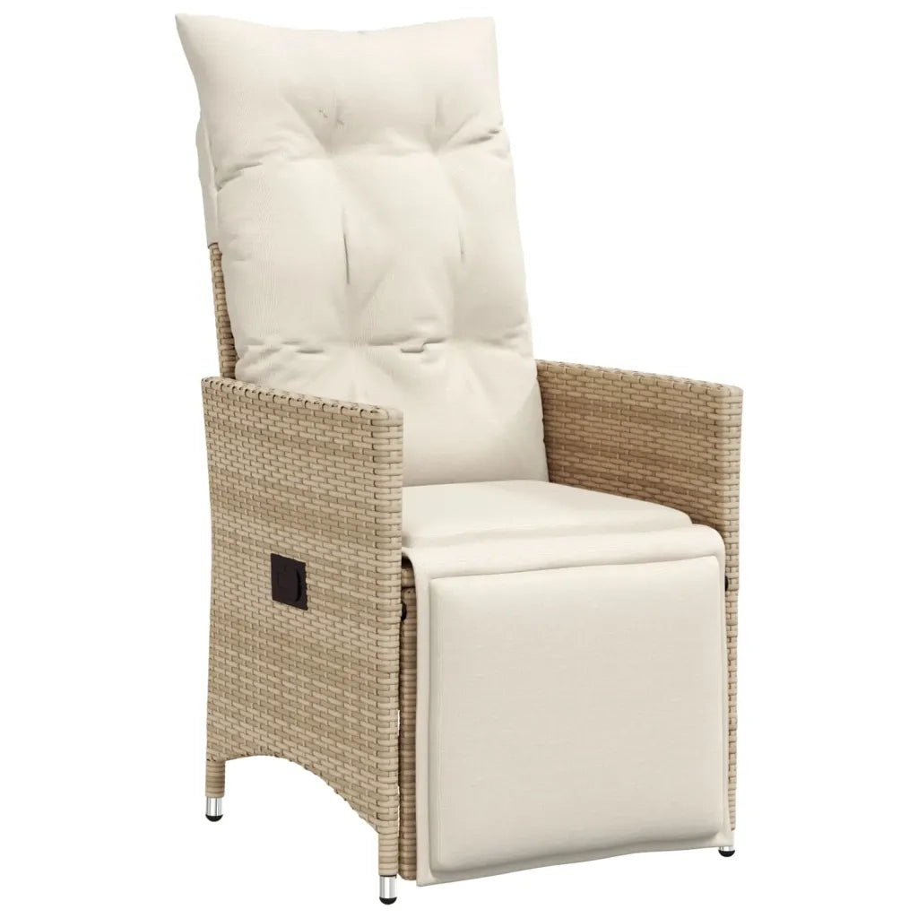 Set da Pranzo da Giardino 7 pz con Cuscini Beige in Polyrattan