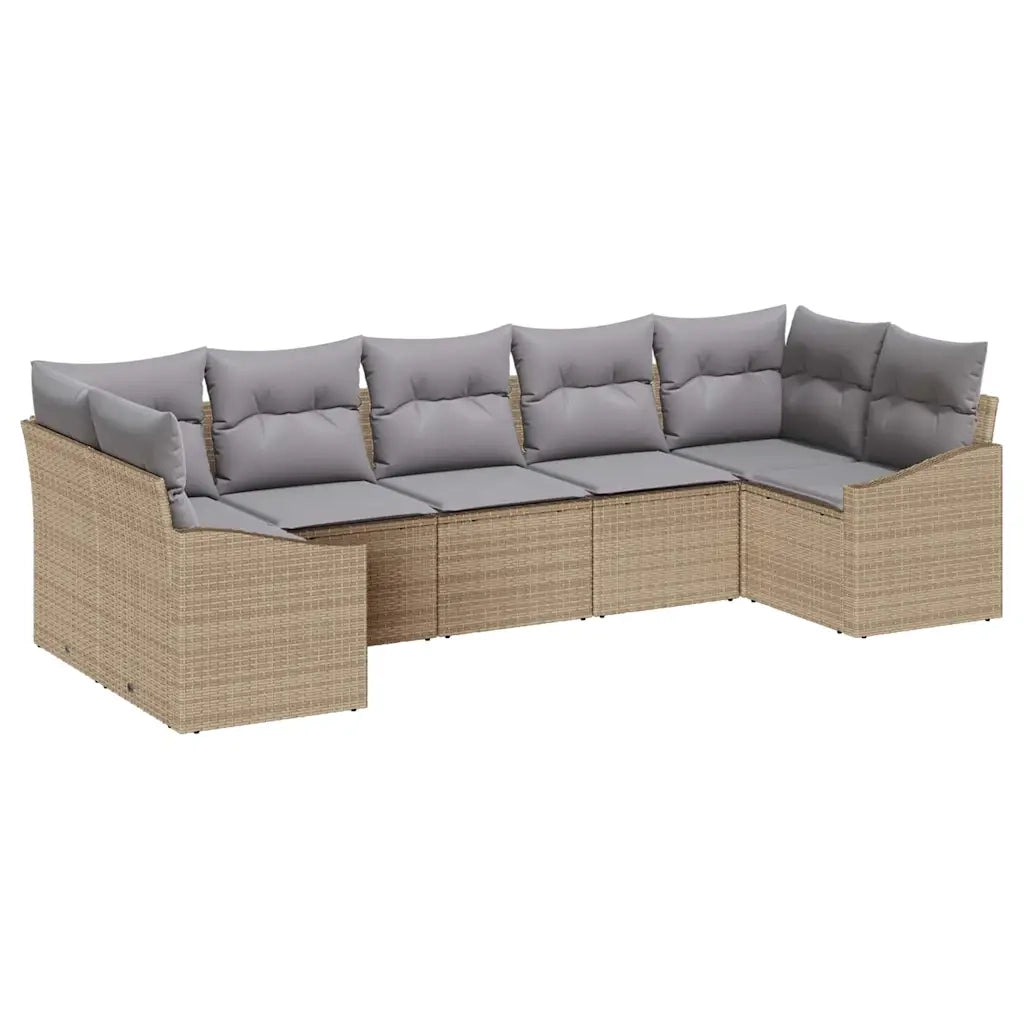 Set di divani con cuscino 7 pcs Beige polyrattan 3346870