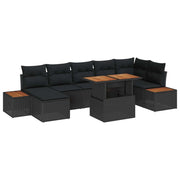 Set da Pranzo per Giardino con cuscino 8 pcs Nero e Marrone