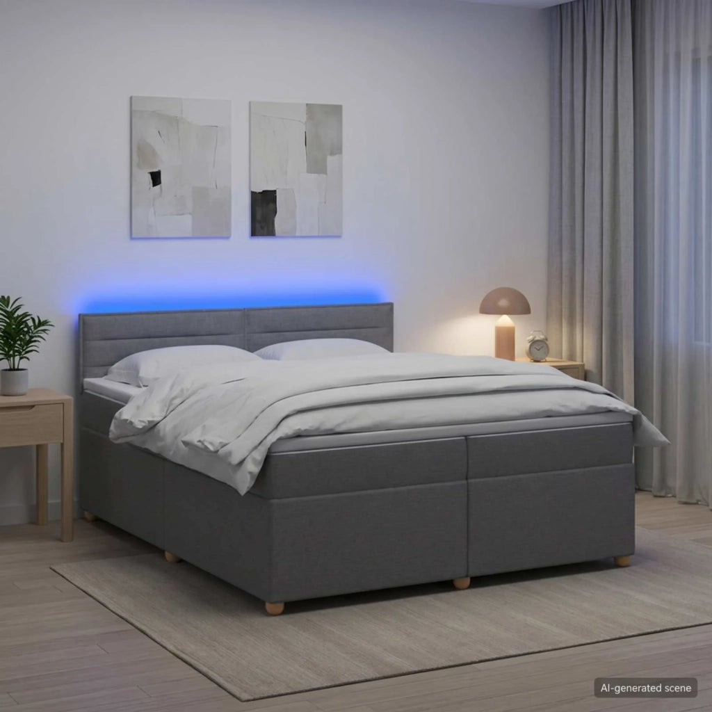 Letto box spring con materasso Grigio Chiaro 200 x 200 cm 3452492