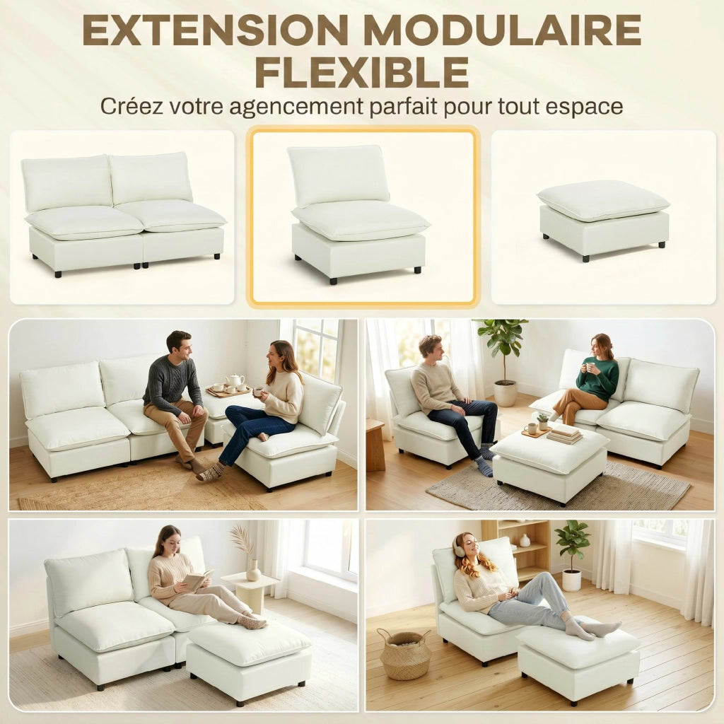 Poltrona Moderna Senza Braccioli ¨C Minimal ¨C 146x85x78cm Crema