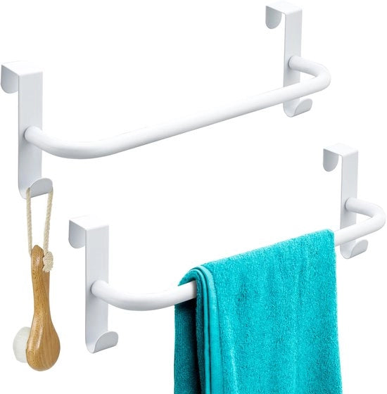 Sostegno per asciugamano con ganci 2 pezzi Sostegno per asciugamani Cucina Sostegno per asciugamani per porta per porte da bagno, cucina, lavabo da 15-21 mm per porte spesse