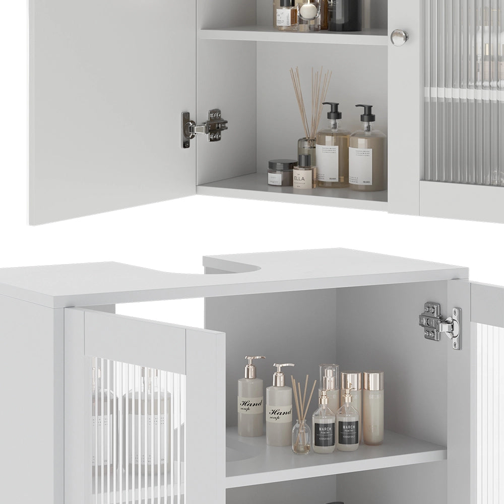 Set di mobili da bagno Vicco bianco, con mobile a specchio, 3 parti