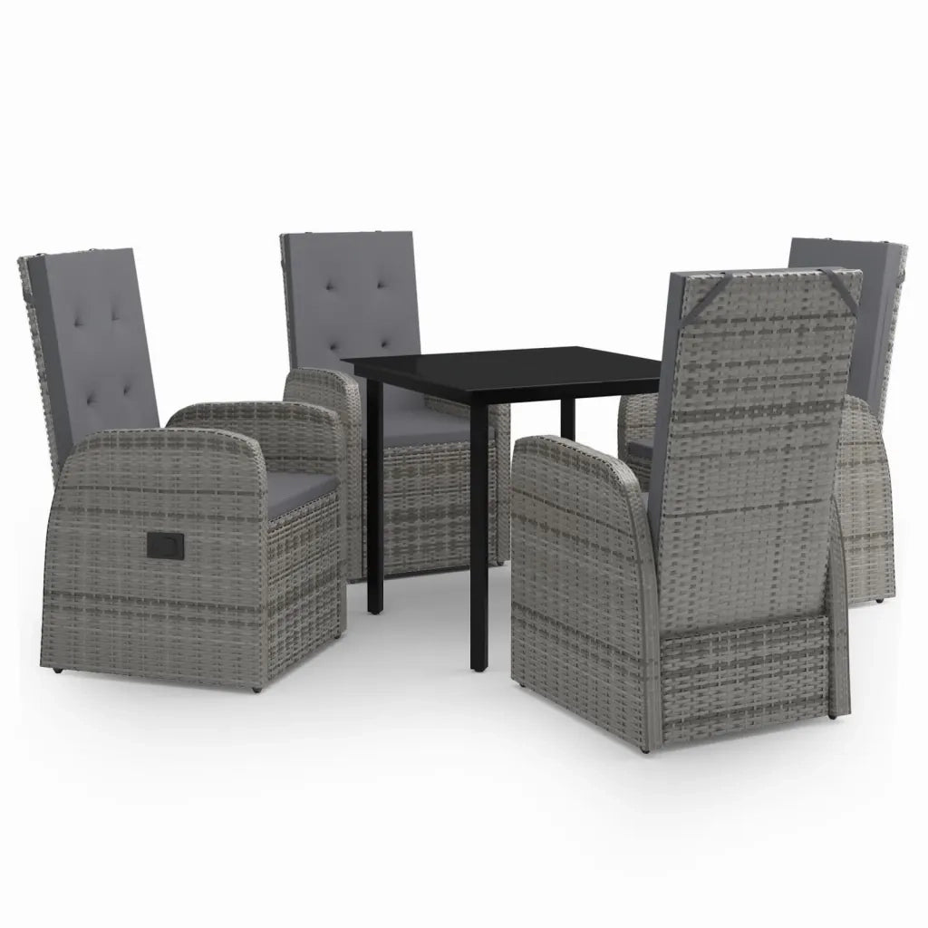 Set da Pranzo da Giardino 5 pz con Cuscini Grigio 3099474
