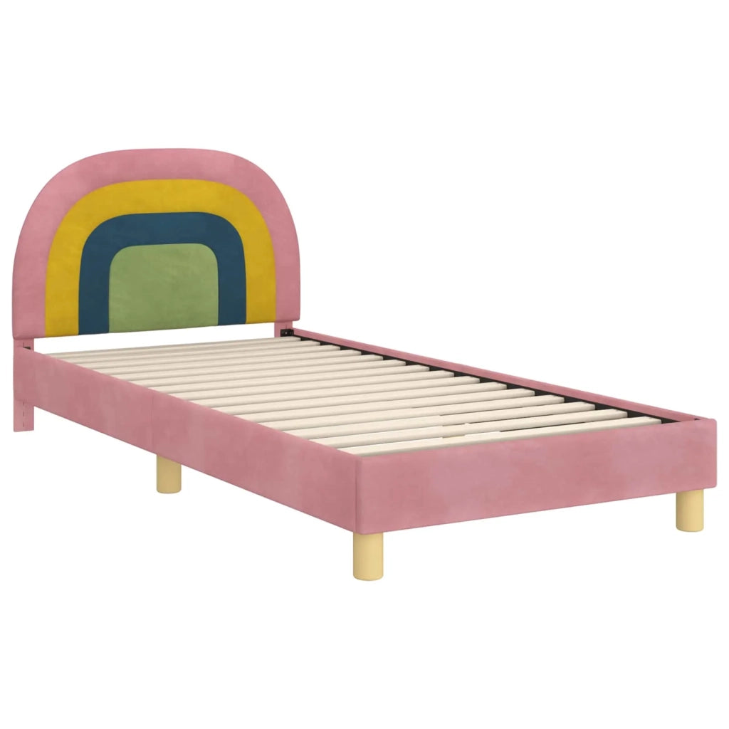 Struttura letto bambini con testata Rosa 90 x 190 cm Velluto 42011011