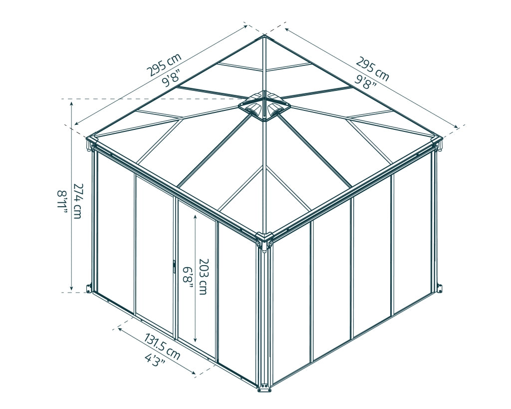 Gazebo Chiuso in Alluminio Ledro 3X3 m