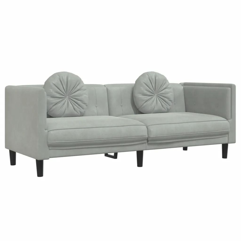 Set di Divani 2 pz con Cuscini Grigio Chiaro in Velluto 3209257