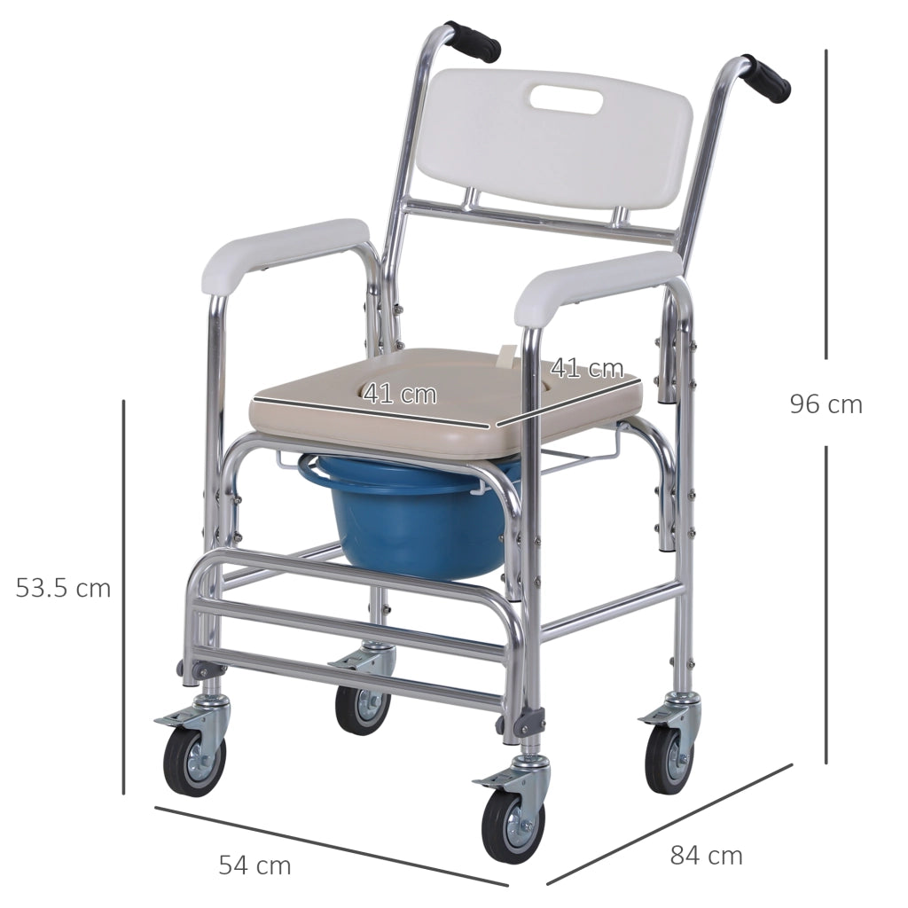 Sedia con WC e Ruote ¨C Minimal ¨C Ecopelle, 84x54x96cm