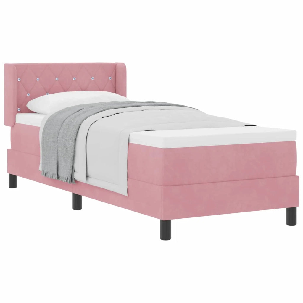 Letto a molle con testiera Rosa 200 x 80 cm Velluto 3341389