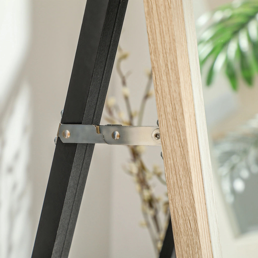 Specchio a Parete con Cornice in MDF ¨C Minimal ¨C Bianco e Naturale 157x37 cm