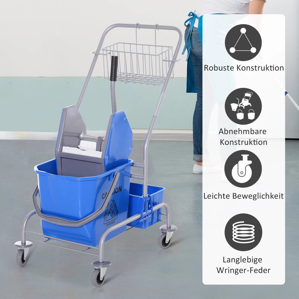Carrello per Pulizia con Secchio ¨C Minimal ¨C Blu, Plastica, 25 L