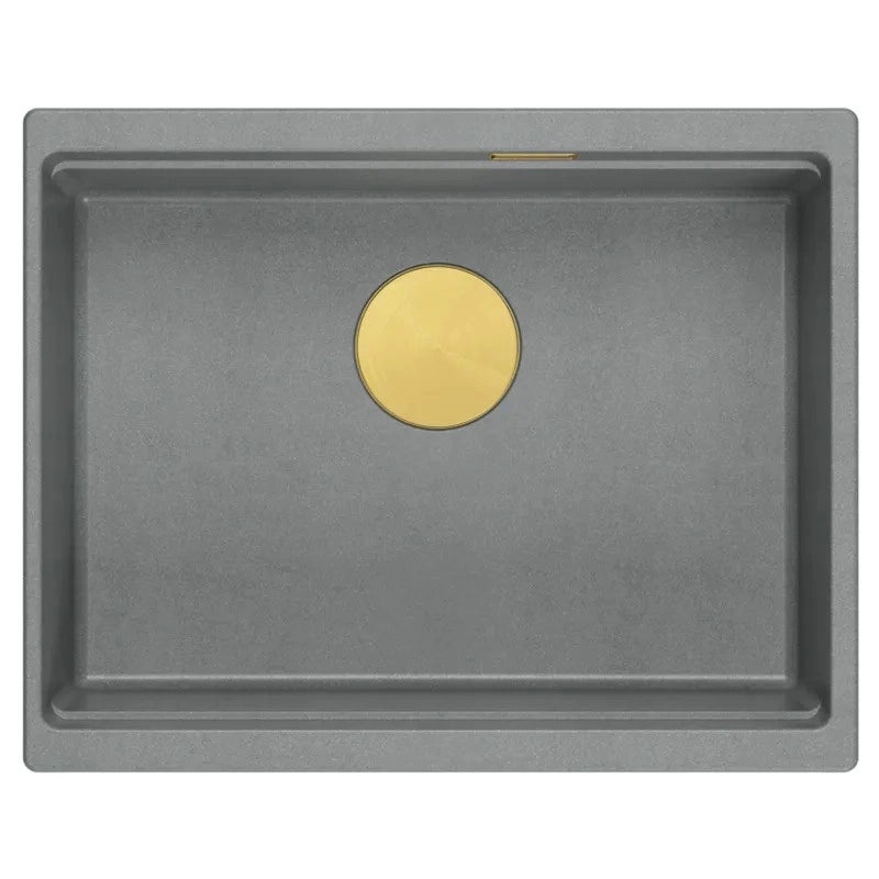 Lavello In Granito Logan 100 Grey Metallic Tappo rame spazzolato
