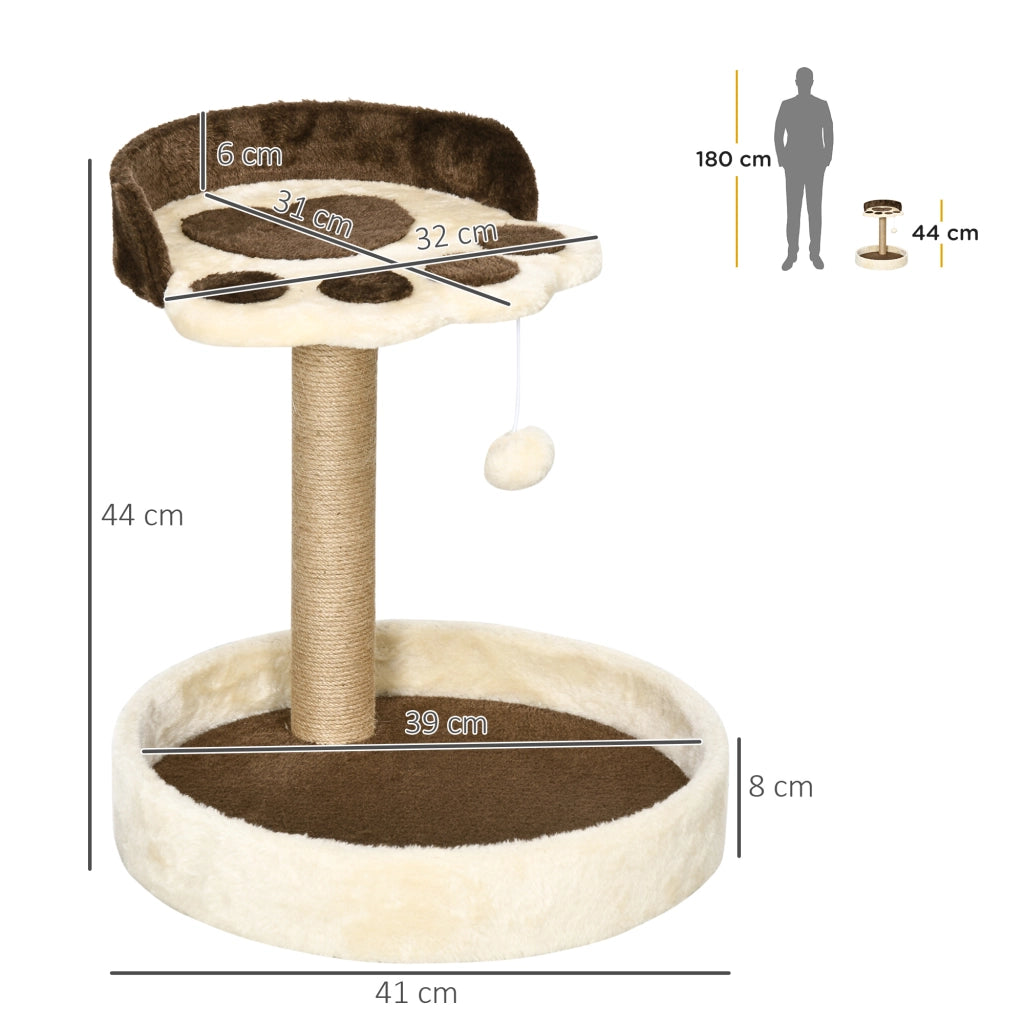 Torre per Gatti con 2 Cuscini e Poste di Yute ¨C Zephmum ¨C Marrone 44 cm