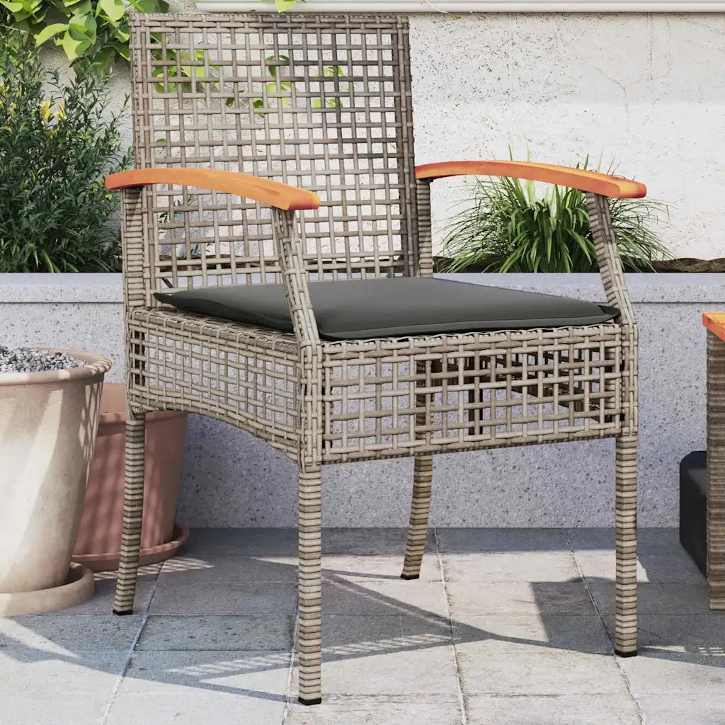 Sedie da Giardino con Cuscini 2pz Grigie in Polyrattan e Acacia 366248