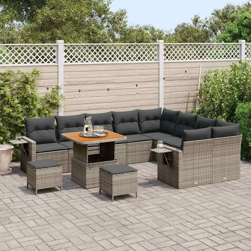 Set Divano da Giardino con cuscino 12 pcs Grigio polyrattan 3363733