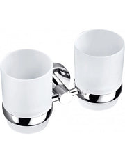 Portaspazzolino doppio COLORADO in vetro e ottone cromato