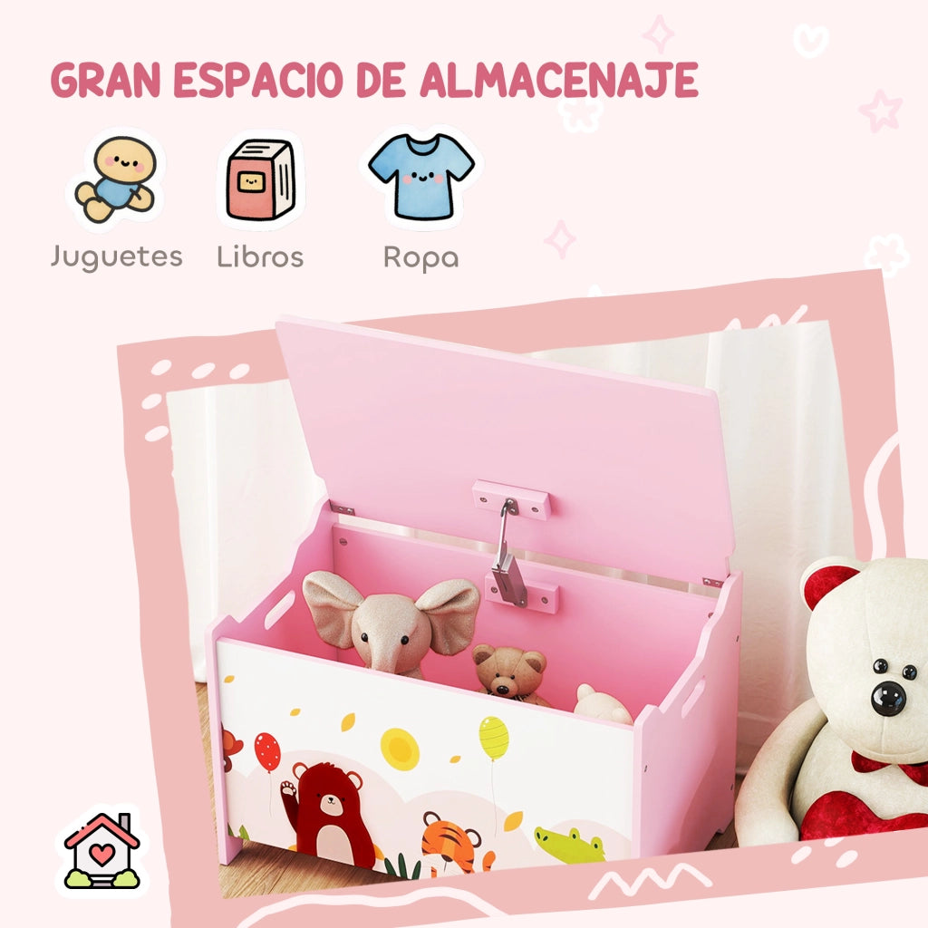 Cassa Giocattoli con Coperchio ¨C Minimal ¨C Rosa 60x37x39 cm
