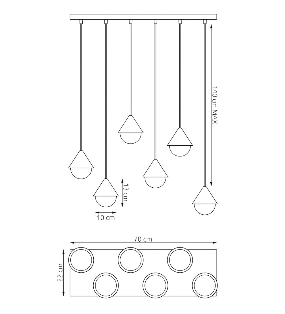 Lampada a sospensione GIRO 6xG9 bianco/nero Emibig