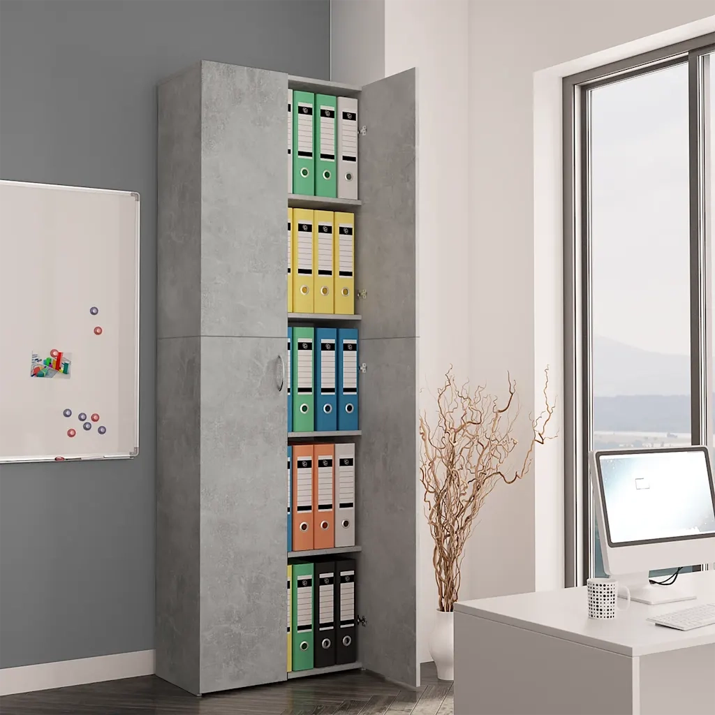 Armadio da Ufficio Grigio Cemento 60x32x190cm Legno Multistrato 800301