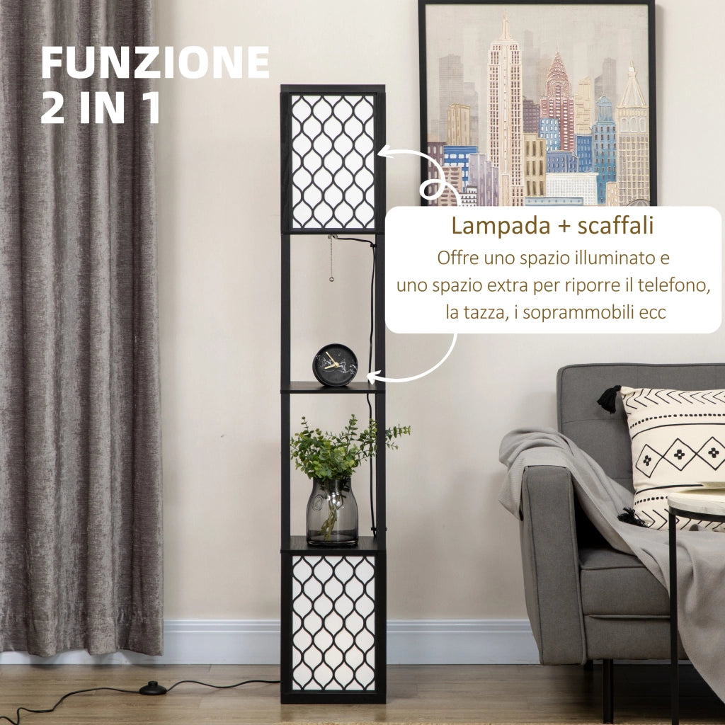 Lampada da Terra a Colonna con 2 Ripiani ¨C Minimal ¨C 26x26x156 cm