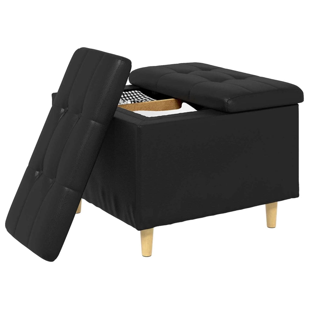 Pouf contenitore Nero 60 x 60 x 45 cm Pelle sintetica 876831