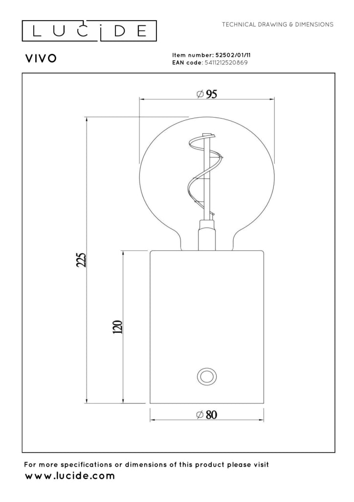 Lampada notturna LED touch VIVO argento Lucide