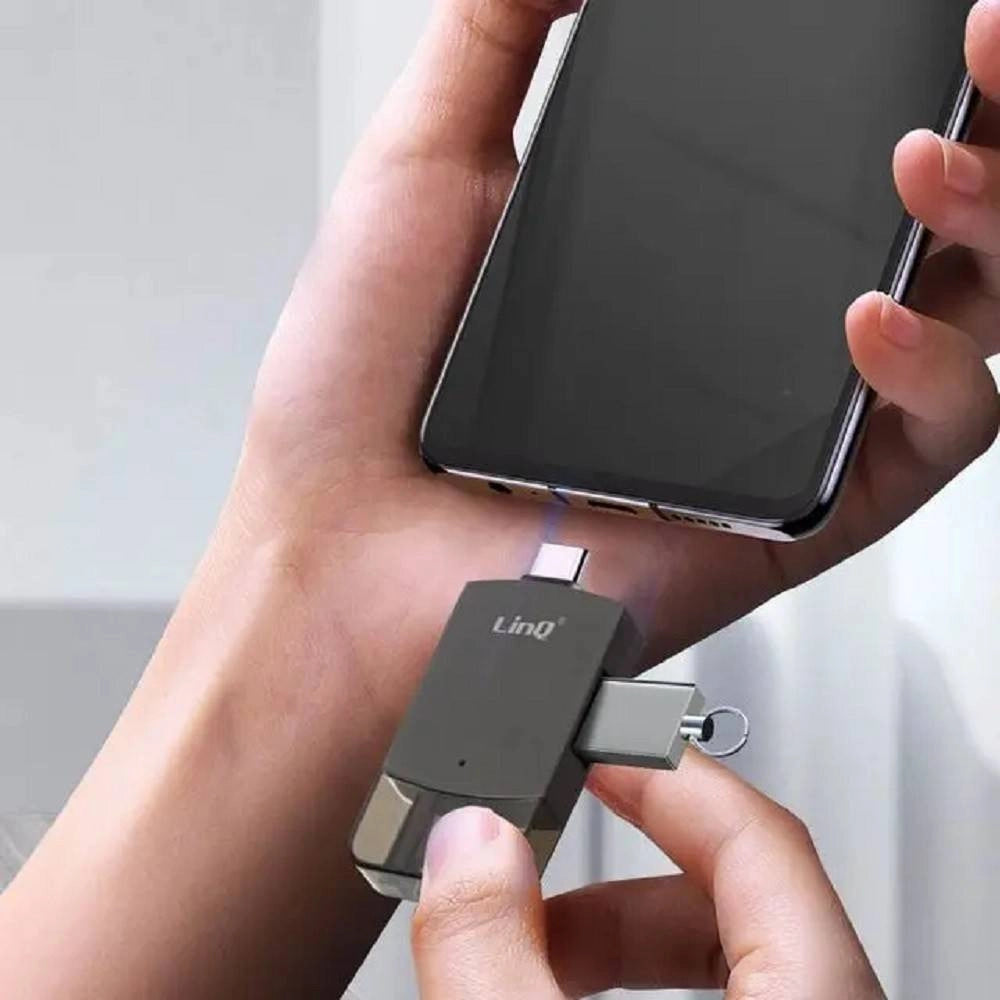 Trade Shop - Adattatore Otg 2in1 Type-c + Lightning + 2xusb Femmina Otg-u829 Trasferimento Dati -