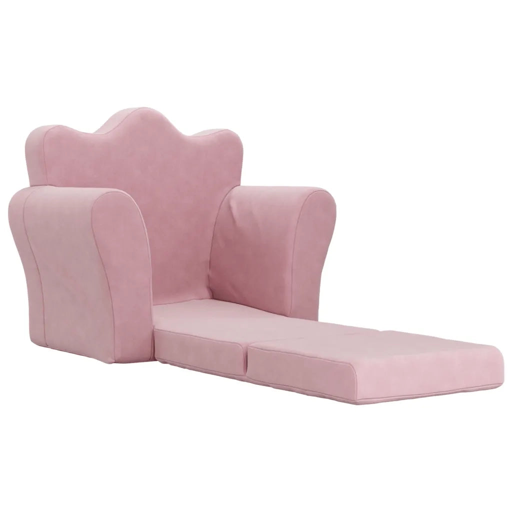 Divano Letto per Bambini Rosa in Morbido Peluche 357057