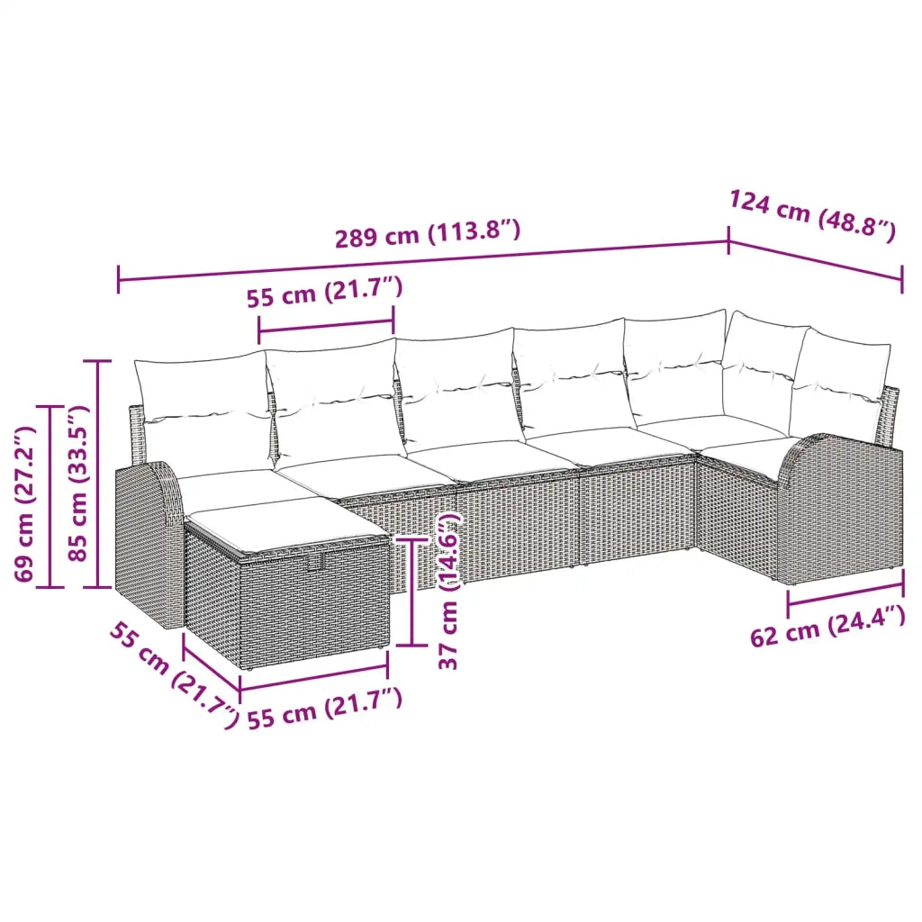 Set di divani con cuscino Marrone e Rosso polyrattan 3359103