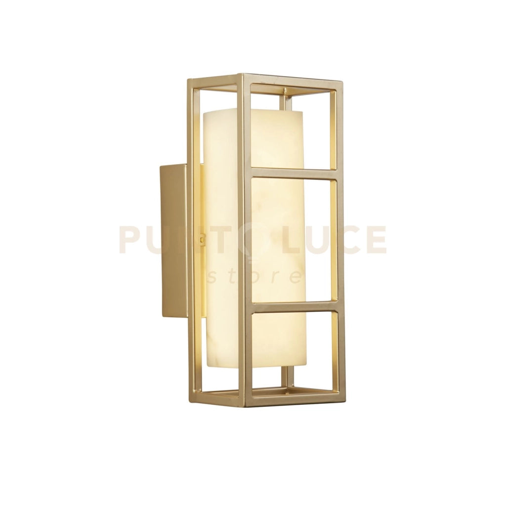 Applique LED Mirage, oro opaco e resina marmorizzata