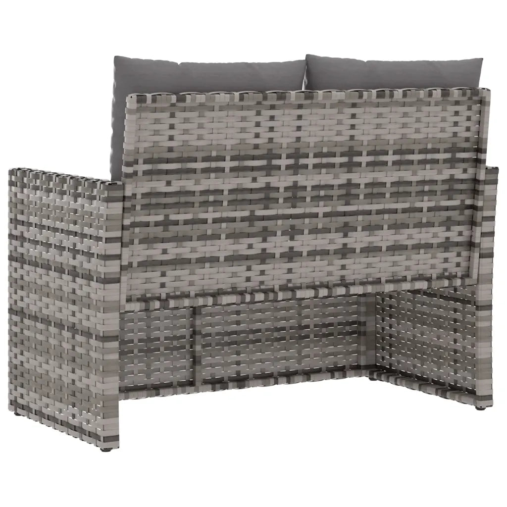Panchina da Giardino | Panca da Giardino con Cuscini Grigia 105 cm in Polyrattan