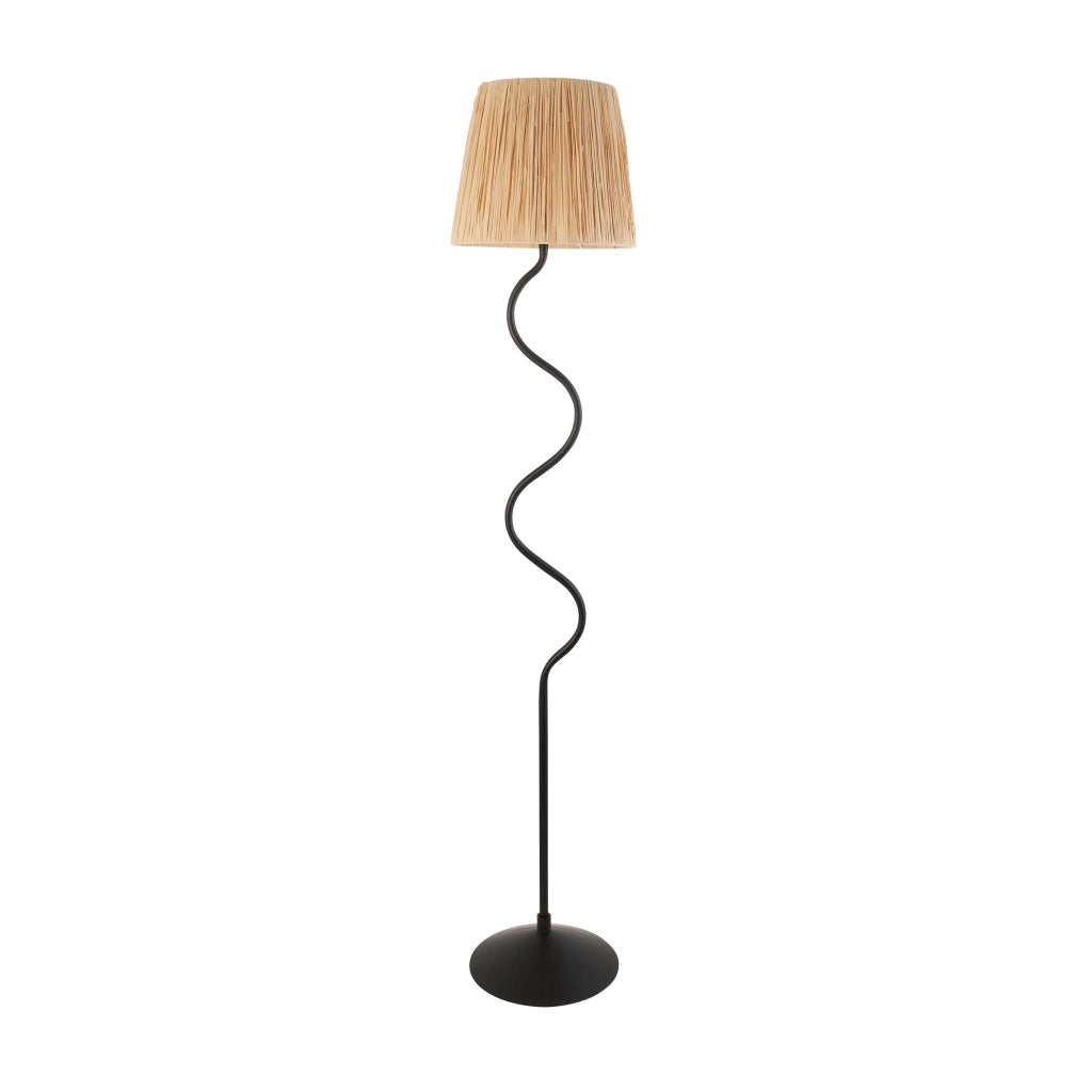 Lampada da terra boho nera opaca rafia E27 Endon Wriggle