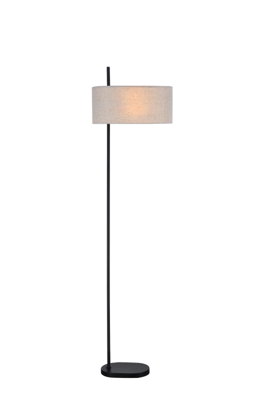 ZMH Lampada da terra nera 154cm paralume tessuto E27 retrò per camera letto