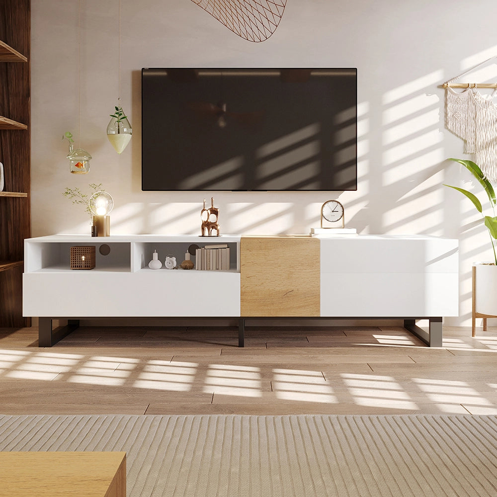 Mobile TV minimal - Xylo - 180x50x38cm legno/bianco