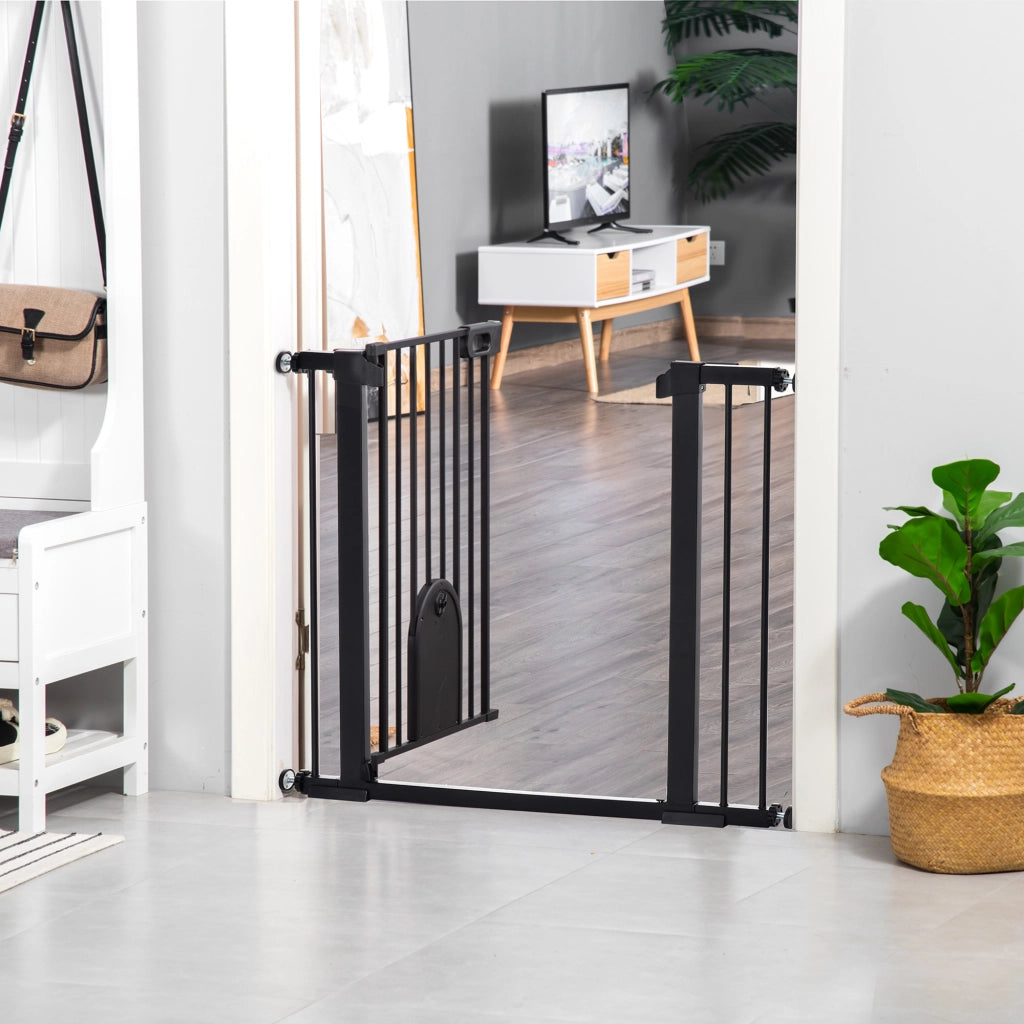 Barriera di sicurezza per animali con porta e chiusura automatica ¨C Zephmum ¨C Nero