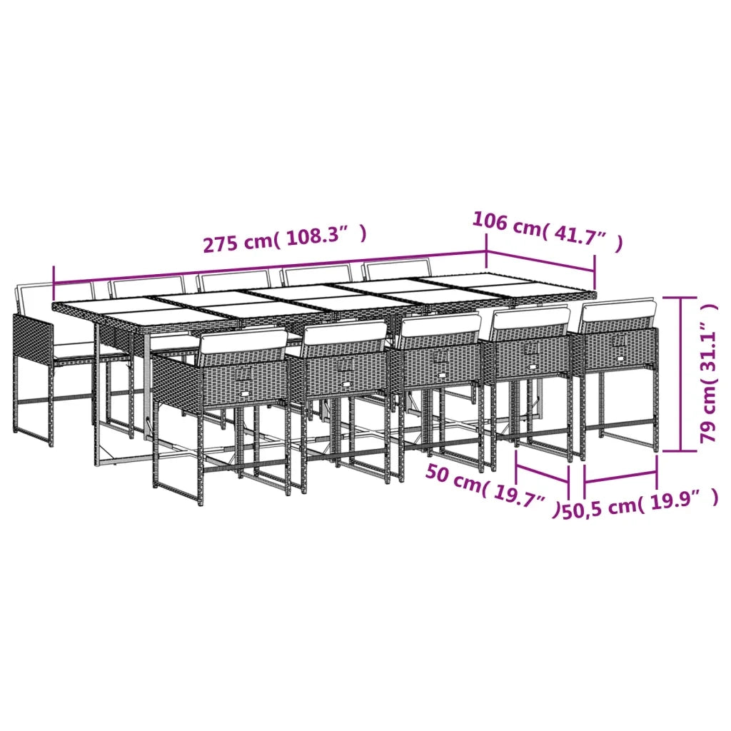 Set da pranzo da giardino da 11 pz con Cuscini in Polyrattan Grigio 3278064