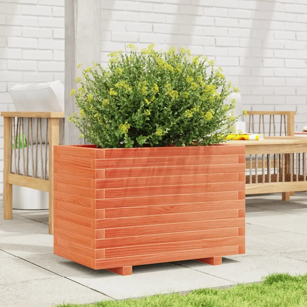 Fioriera | Cassetta per fiori | Vaso Giardino Marrone Cera 70x40x49,5cm Legno Massello Pino