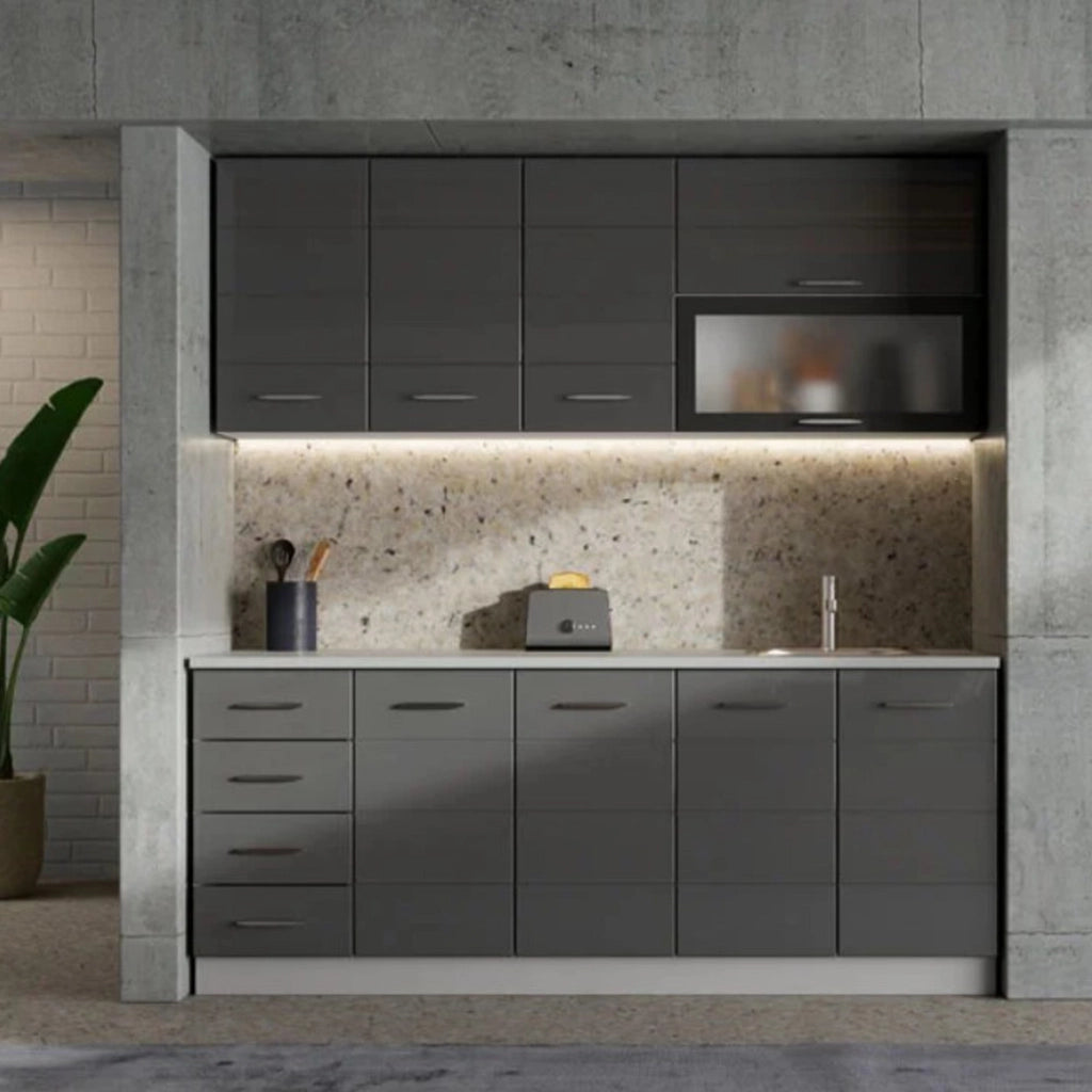 Cucinino Riquew, Cucina 6 Ripiani, Elettrodomestici non inclusi, Grigio Scuro
