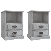 Set di 2 Comodini | Armadio da Notte | Mobiletto da notte Grigio Cemento 43x36x60 cm