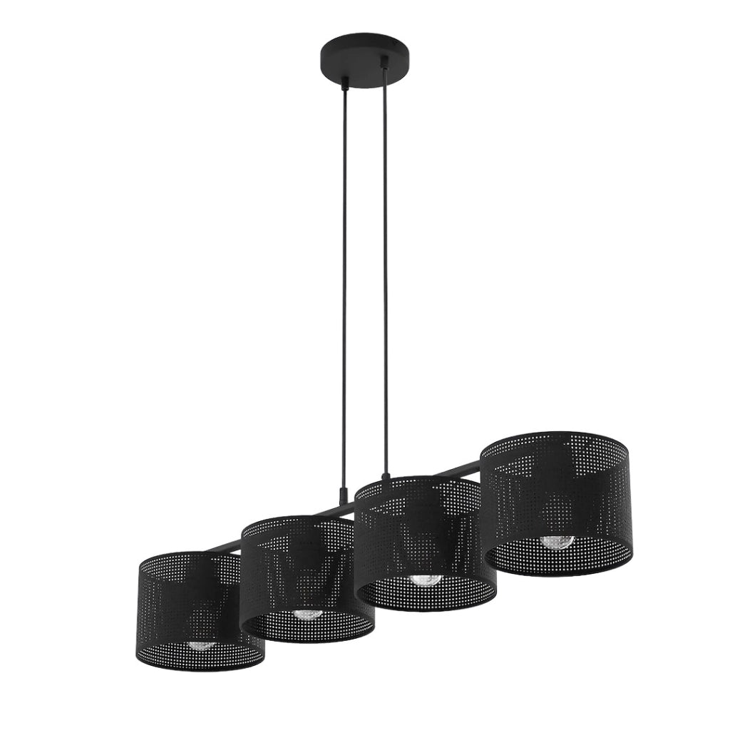Lampada sospesa LUX nera 4xE27 cilindrica Emibig