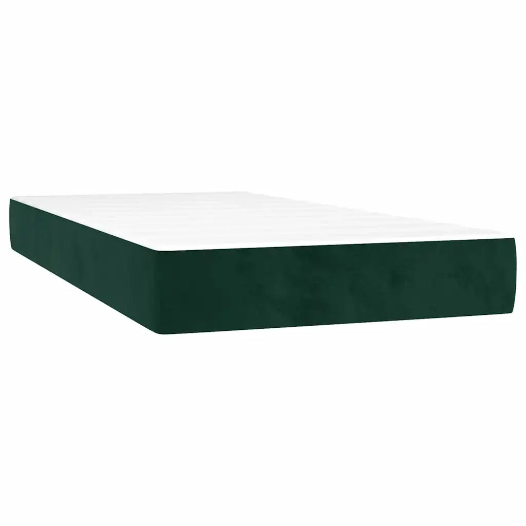 Letto a Molle con Materasso e LED Verde Scuro 80x200cm Velluto