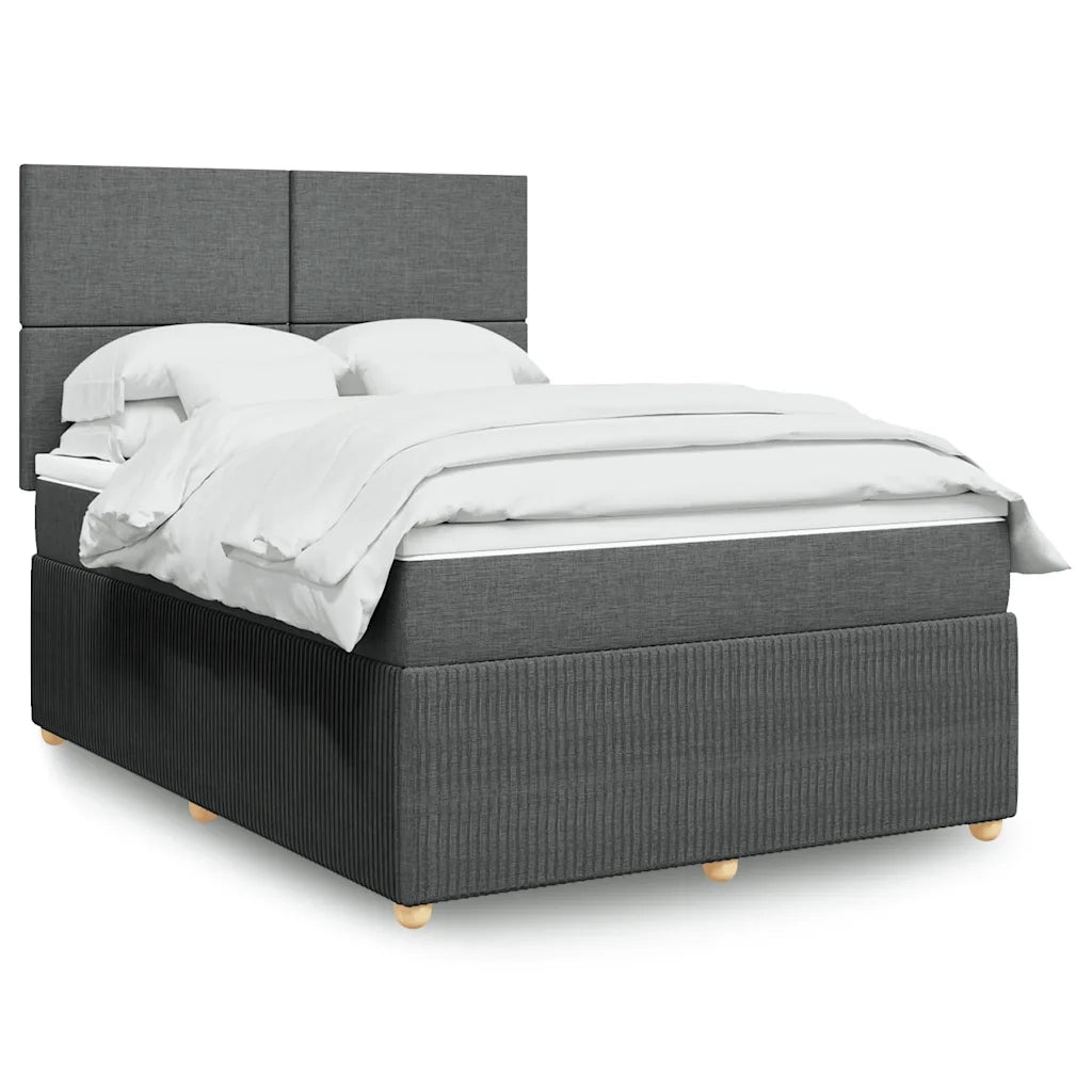 Giroletto a Molle con Materasso Grigio Scuro 140x190 cm Tessuto