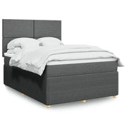 Giroletto a Molle con Materasso Grigio Scuro 140x190 cm Tessuto