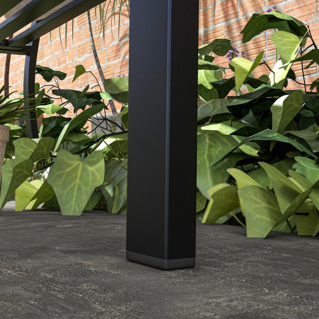 Panchina da Giardino 2 Posti ¨C Xylo ¨C Acciaio Nero con Schienale Decorato e Braccioli 127x50x75cm