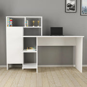 Cremella, Scrivania 6 Ripiani, 136x60x112h cm Bianco