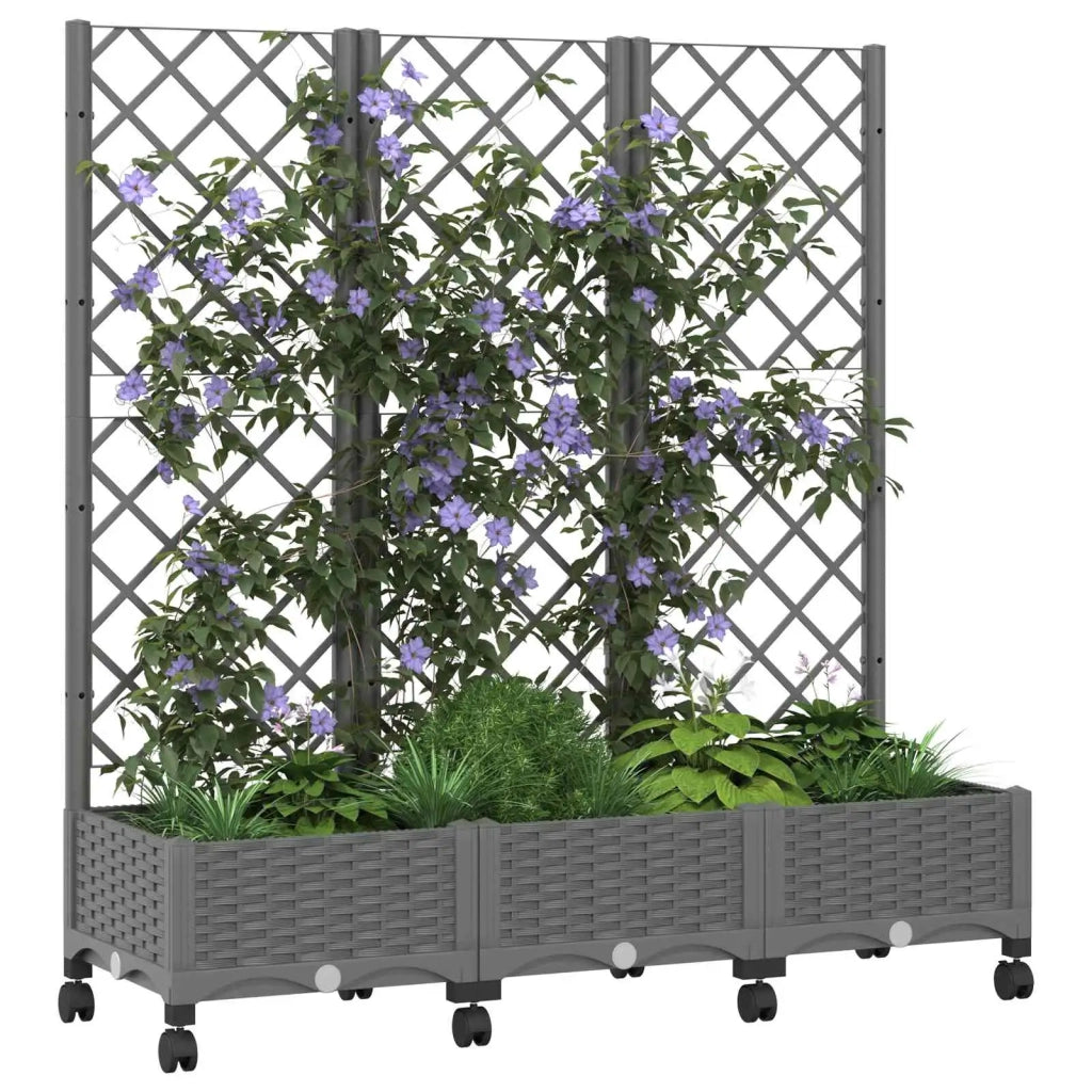 Vaso da giardino con grigliato e ruote Grigio Chiaro PP 3423054