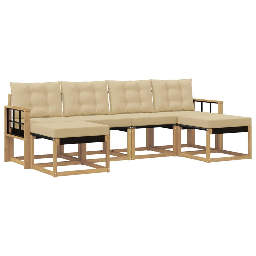 Set di divani da esterno con cuscino 6 pcs Bianco e Beige 3389747