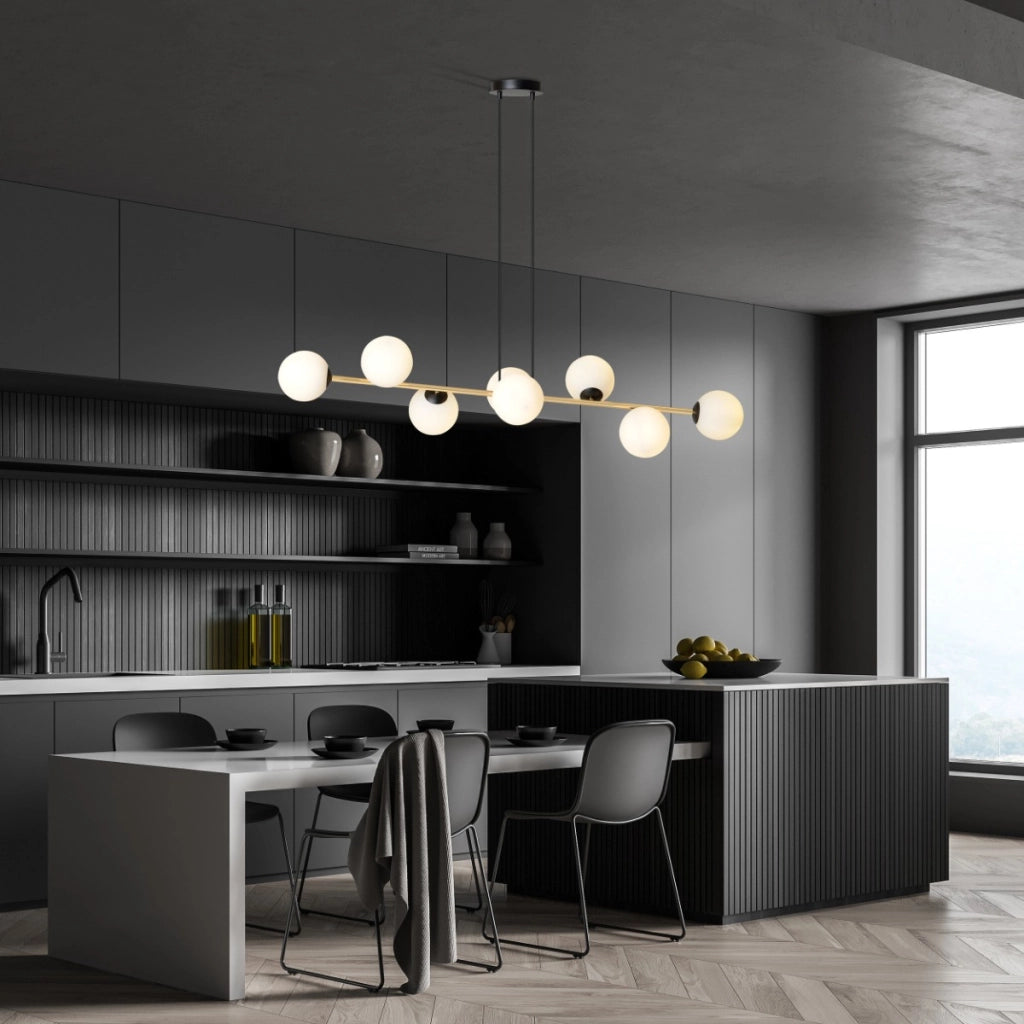 Lampadario Emibig Gravity 8, 8xE14 nero oro bianco 140cm