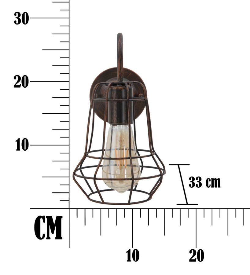 Lampada da Muro Industry 33x15x27,5 cm in Ferro