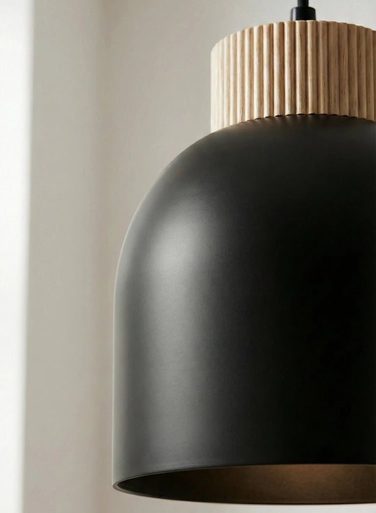 Lampada sospesa KRU nera legno 1xE27 Emibig
